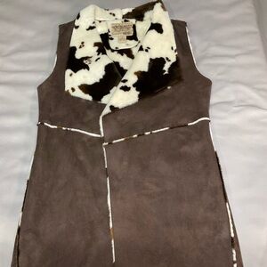 Charming Brown and White Kids Casual Dress